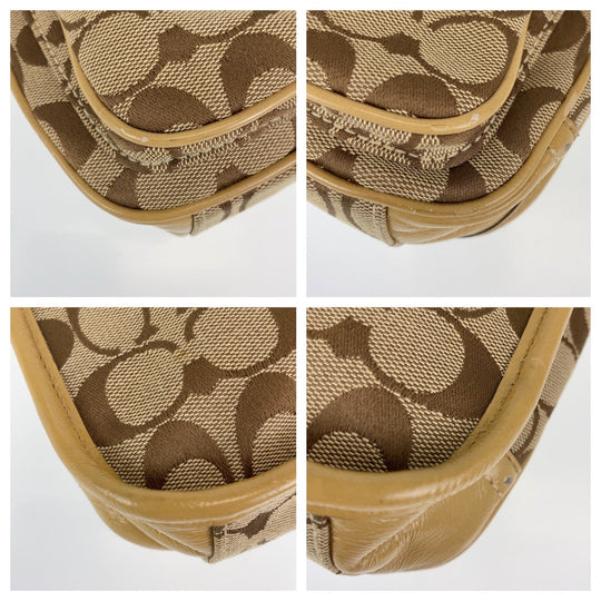 COACH Shoulder Bag canvas beige Signature