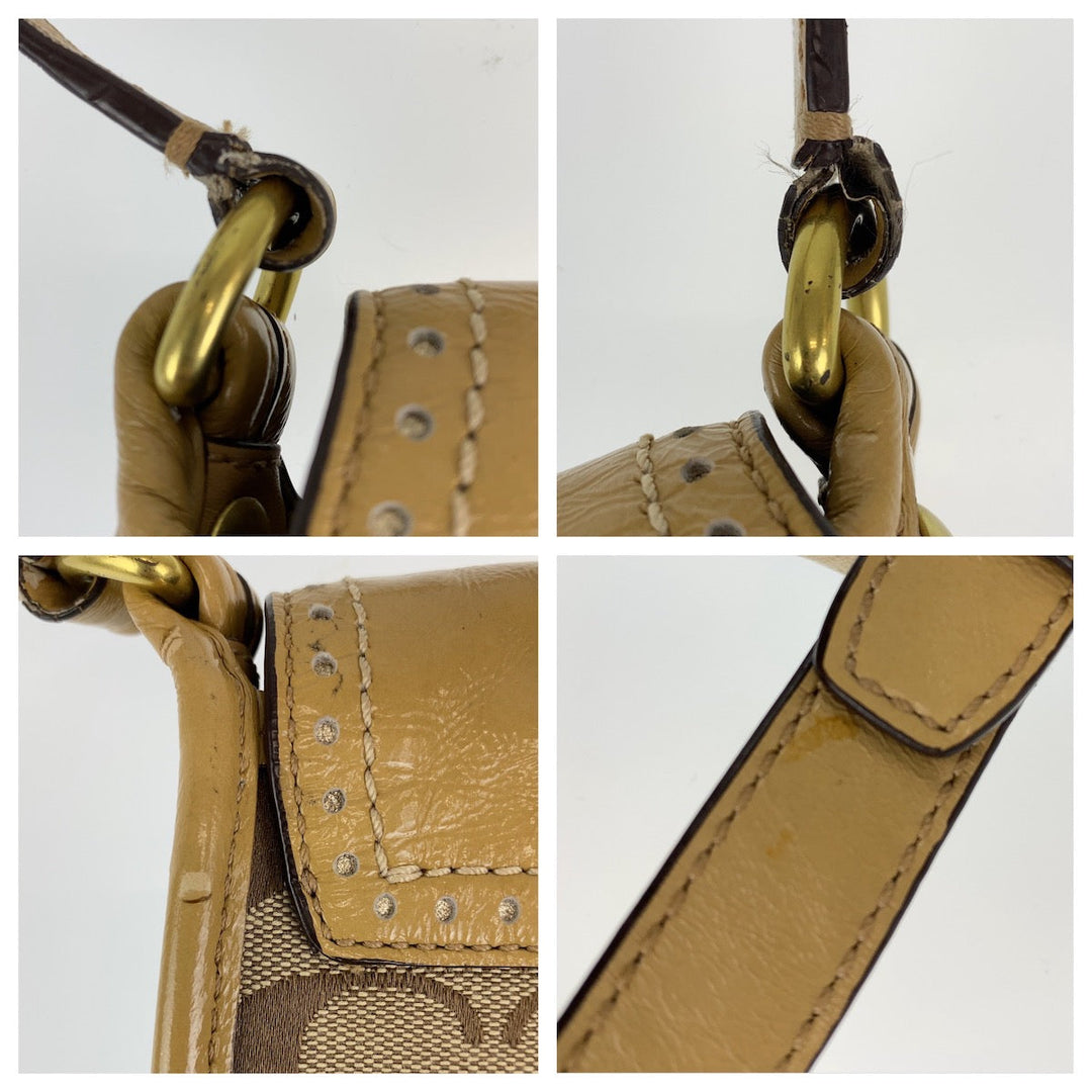 COACH Shoulder Bag canvas beige Signature