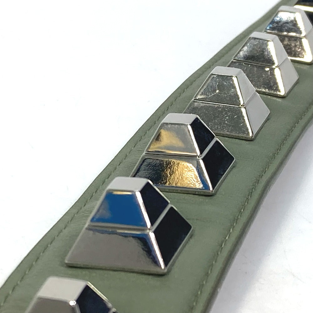 FENDI belt leather khaki Studs Women 36 Used Authentic