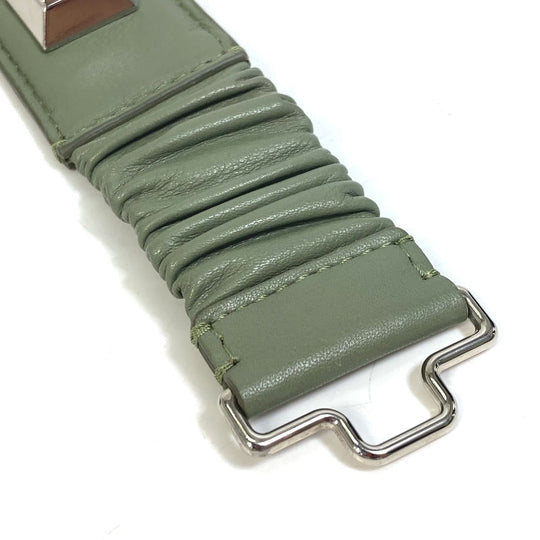 FENDI belt leather khaki Studs Women 36 Used Authentic