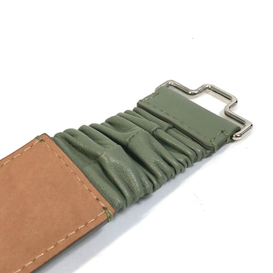 FENDI belt leather khaki Studs Women 36 Used Authentic