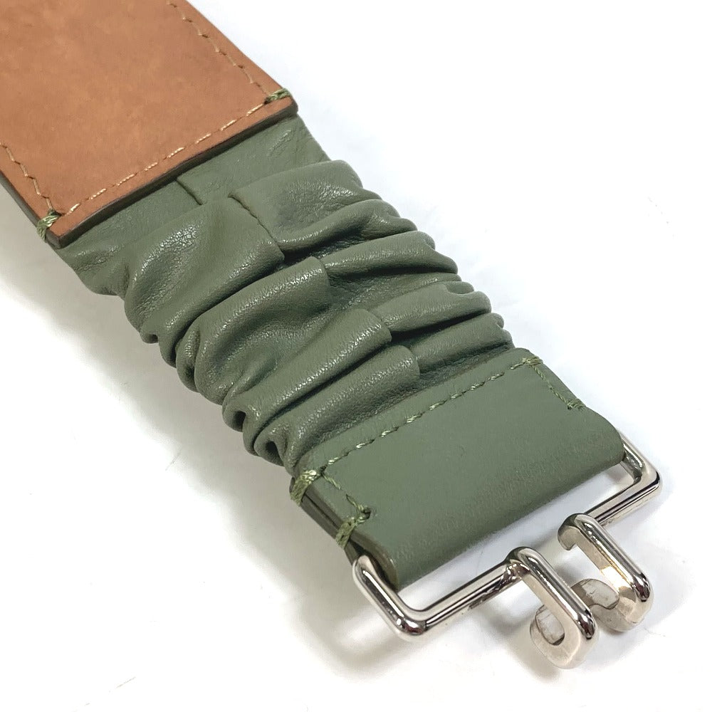 FENDI belt leather khaki Studs Women 36 Used Authentic