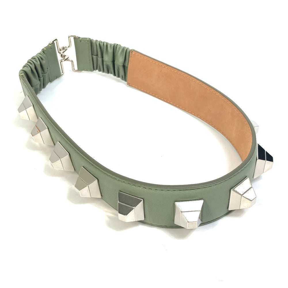 FENDI belt leather khaki Studs Women 36 Used Authentic