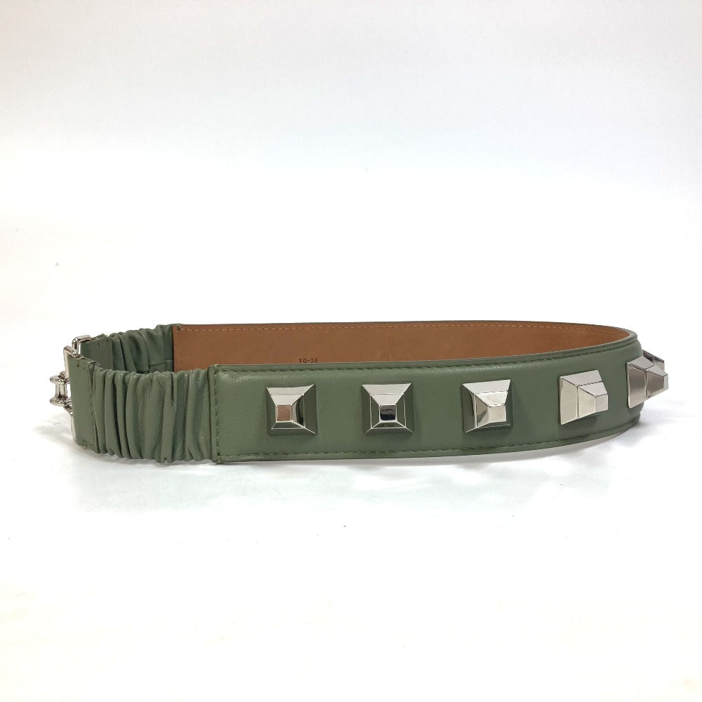 FENDI belt leather khaki Studs Women 36 Used Authentic