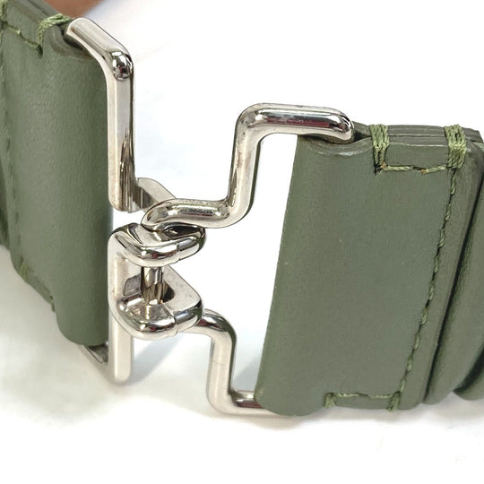 FENDI belt leather khaki Studs Women 36 Used Authentic