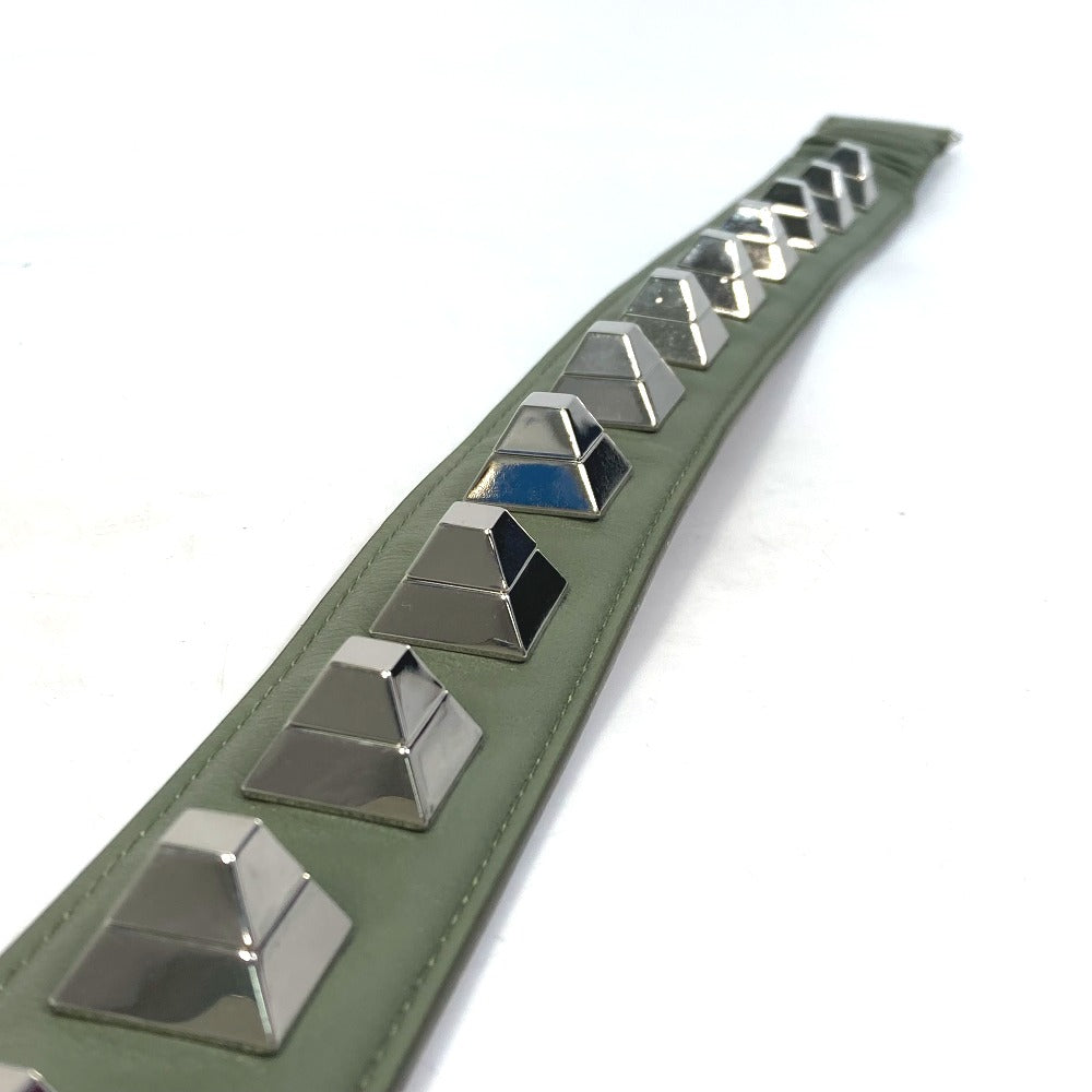 FENDI belt leather khaki Studs Women 36 Used Authentic