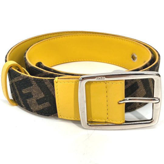 FENDI belt Canvas / leather Brown Zucca unisex(Unisex) 80 Used Authentic