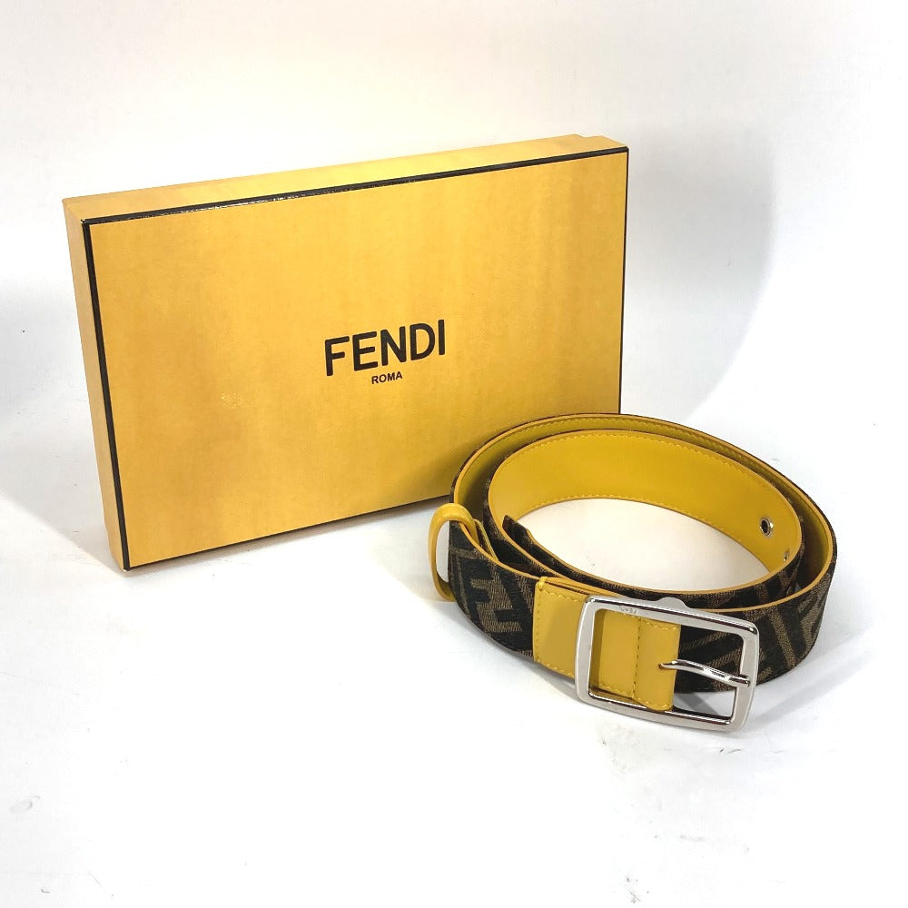 FENDI belt Canvas / leather Brown Zucca unisex(Unisex) 80 Used Authentic