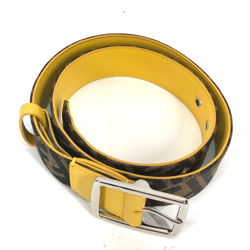 FENDI belt Canvas / leather Brown Zucca unisex(Unisex) 80 Used Authentic