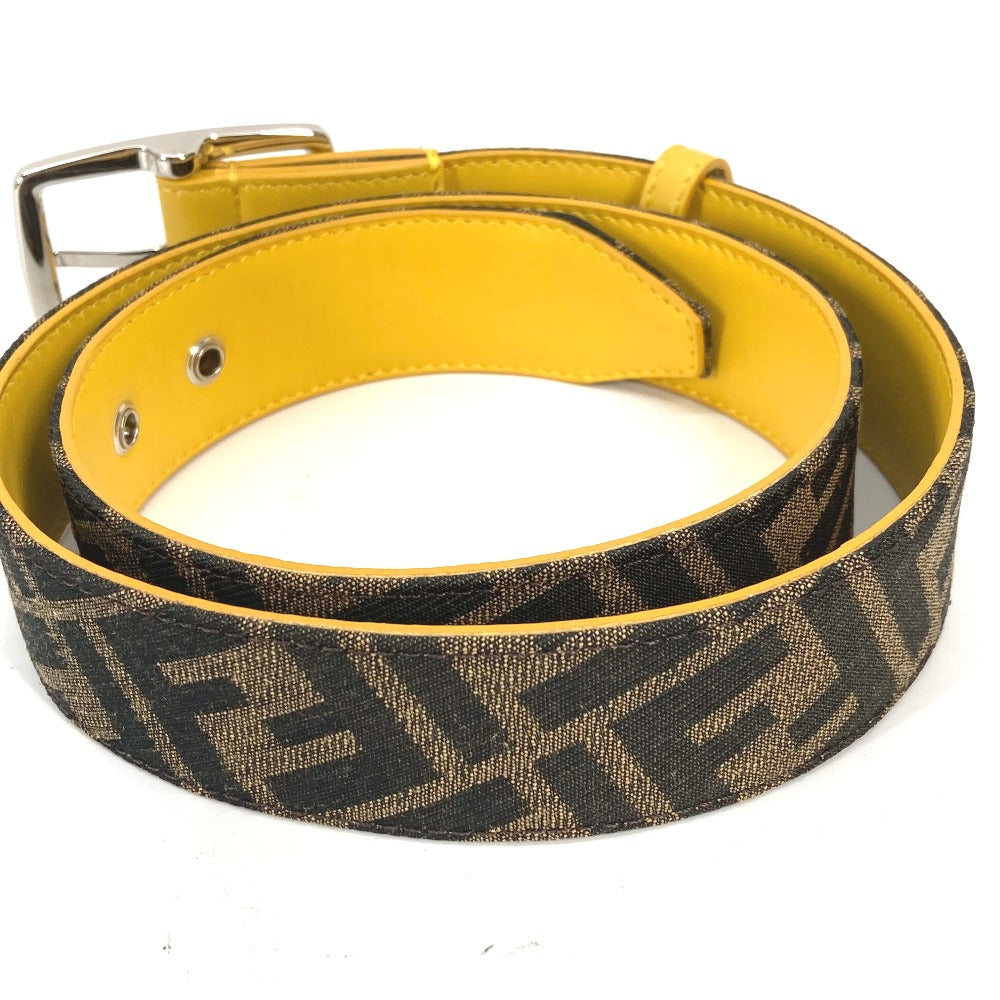 FENDI belt Canvas / leather Brown Zucca unisex(Unisex) 80 Used Authentic