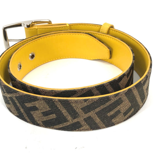 FENDI belt Canvas / leather Brown Zucca unisex(Unisex) 80 Used Authentic