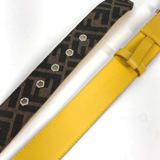 FENDI belt Canvas / leather Brown Zucca unisex(Unisex) 80 Used Authentic