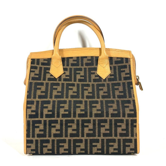 FENDI Handbag Canvas / leather Brown vintage Zucca logo Women Used Authentic