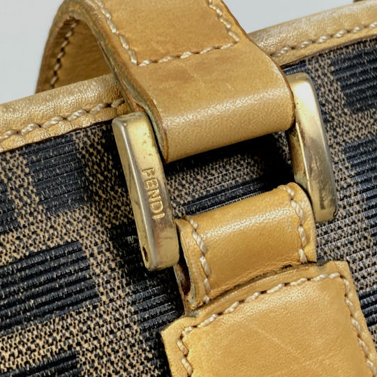 FENDI Tote Bag PVC / Leather Brown Zucca Pattern Women Used Authentic