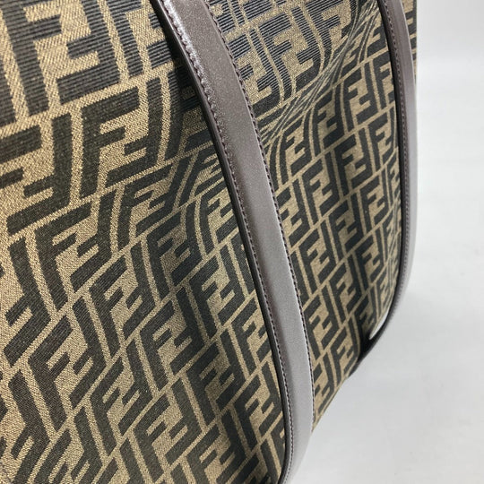 FENDI Tote Bag 7VA390 Canvas / leather Brown Crossbody Zucca Shopping Bag mens Used Authentic