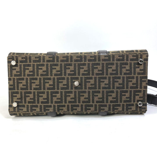 FENDI Tote Bag 7VA390 Canvas / leather Brown Crossbody Zucca Shopping Bag mens Used Authentic