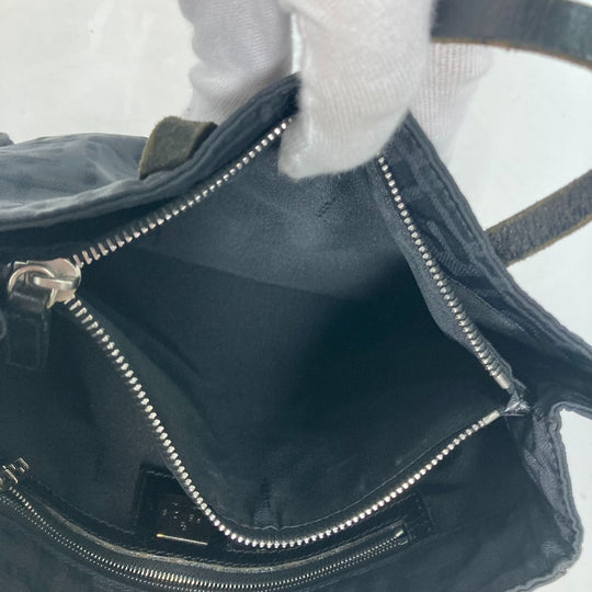 FENDI Tote Bag Nylon, Leather black vintage Zucca Women Used Authentic