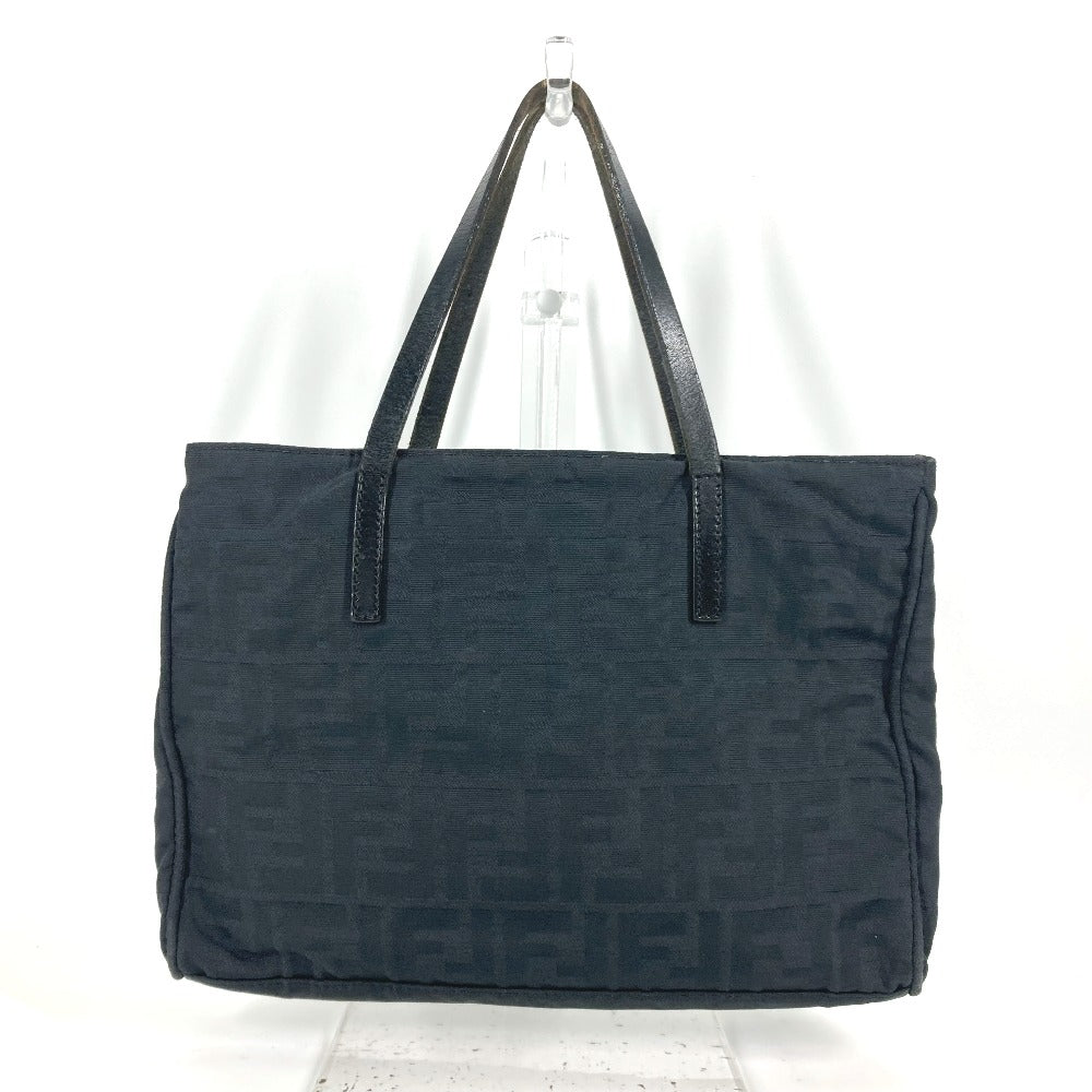 FENDI Tote Bag Nylon, Leather black vintage Zucca Women Used Authentic