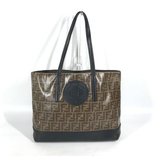 FENDI Tote Bag 8BH348 PVC, Leather Brown Zucca mens Used Authentic