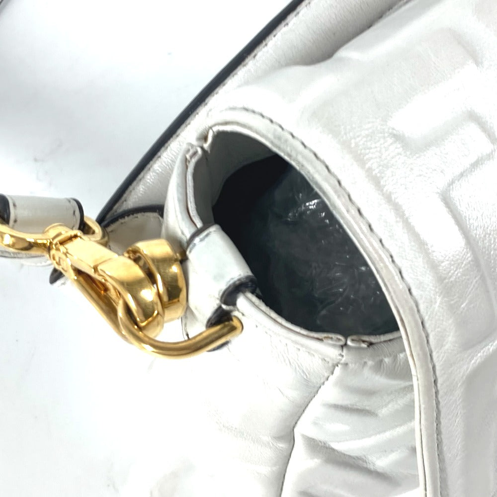 FENDI Shoulder Bag 8BR600 leather white Zucca Mamma Bucket