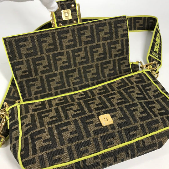 FENDI Shoulder Bag 8BR600 canvas Brown Zucca Mamma Bucket Women Used Authentic