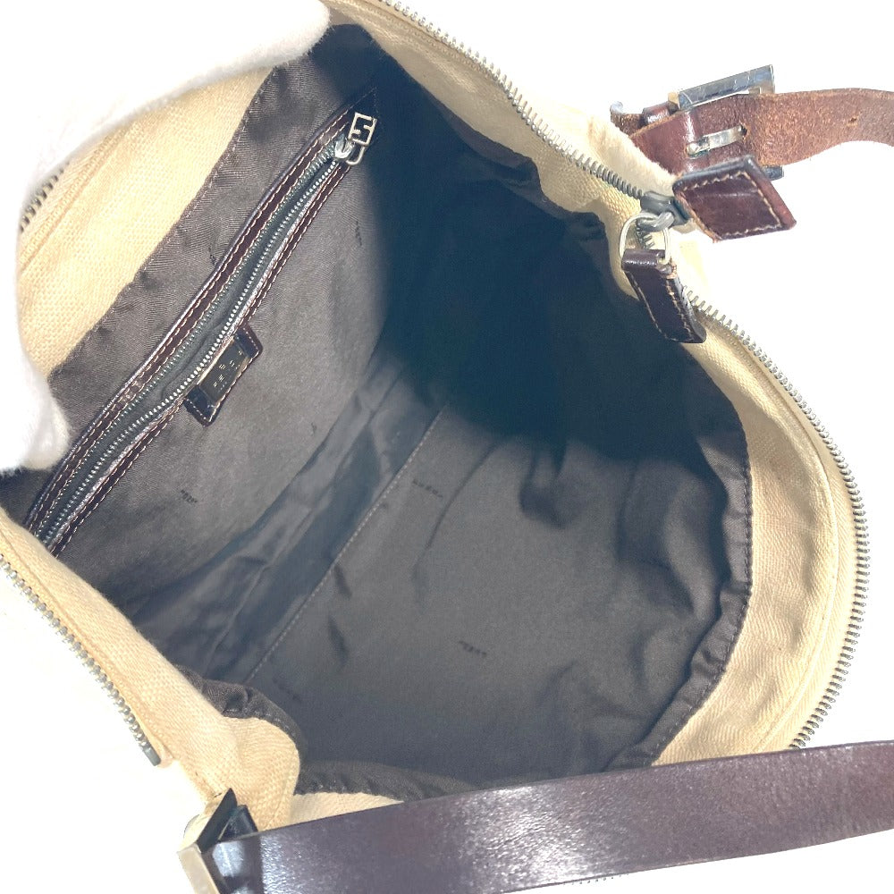 FENDI Shoulder Bag Canvas / leather beige Zucca Mamma Bucket Women Used Authentic