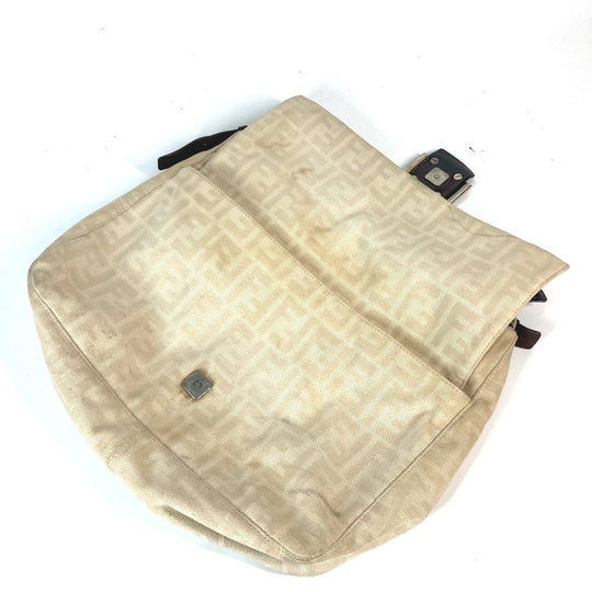 FENDI Shoulder Bag Canvas / leather beige Zucca Mamma Bucket Women Used Authentic
