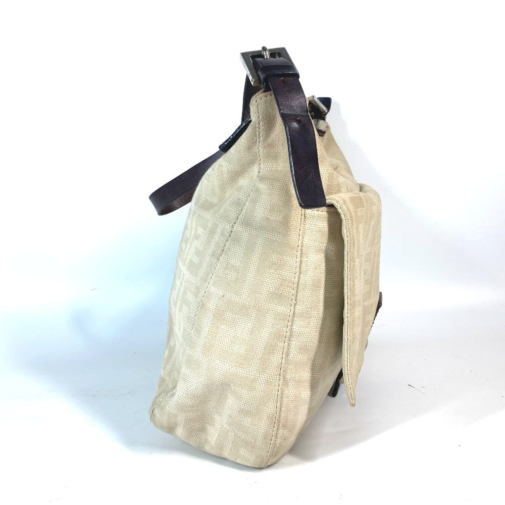FENDI Shoulder Bag Canvas / leather beige Zucca Mamma Bucket Women Used Authentic