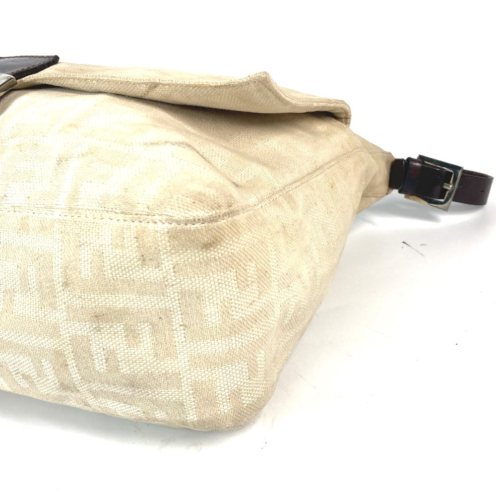 FENDI Shoulder Bag Canvas / leather beige Zucca Mamma Bucket Women Used Authentic