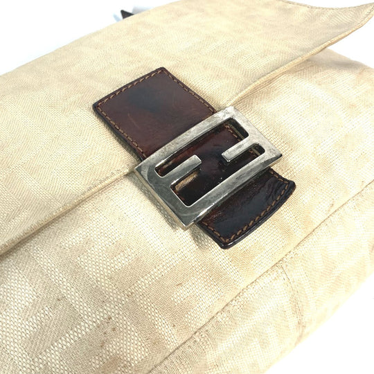FENDI Shoulder Bag Canvas / leather beige Zucca Mamma Bucket Women Used Authentic