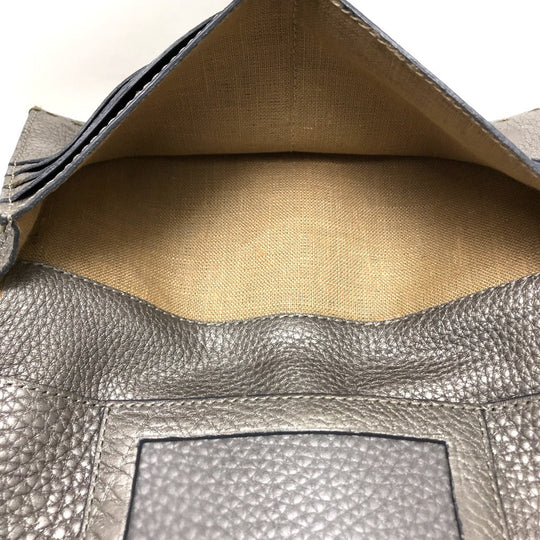 FENDI Long Wallet Purse 8M0144 leather gray Celeria Roman leather Women Used Authentic