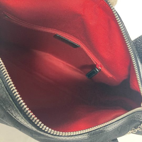 BVLGARI Handbag Canvas / leather black Logo mania Women Used Authentic