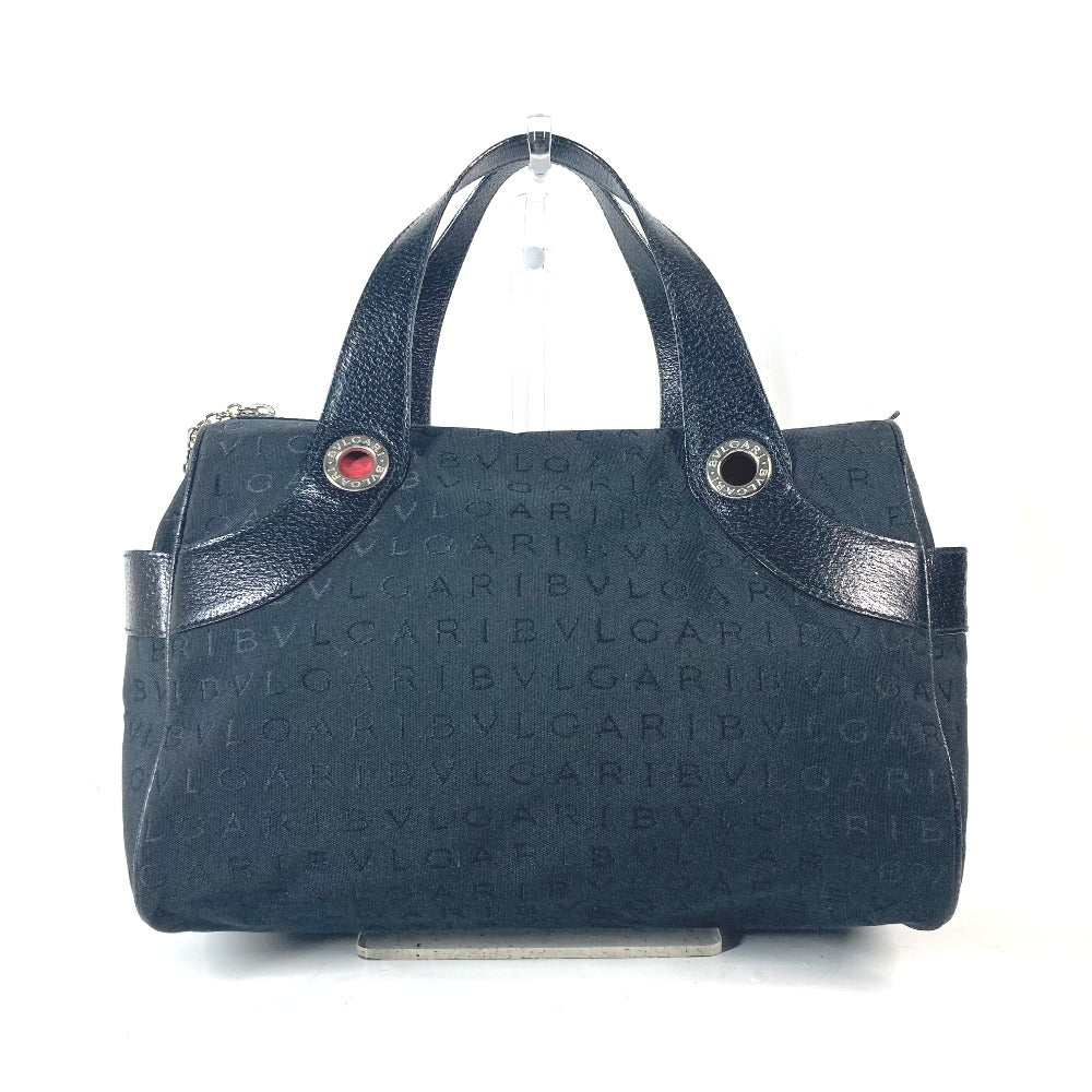 BVLGARI Handbag Canvas / leather black Logo mania Women Used Authentic