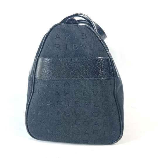 BVLGARI Handbag Canvas / leather black Logo mania Women Used Authentic