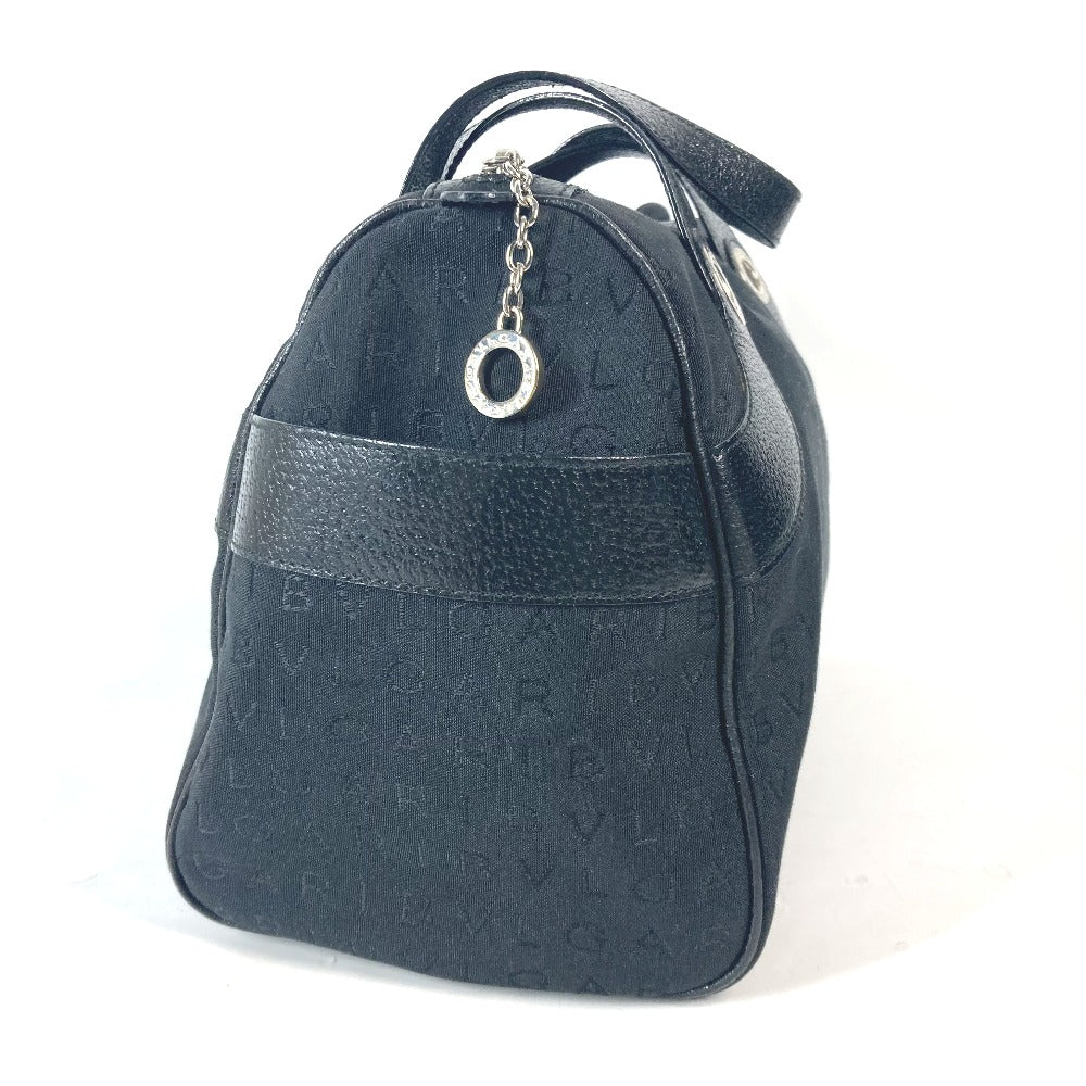 BVLGARI Handbag Canvas / leather black Logo mania Women Used Authentic