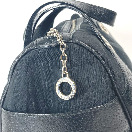 BVLGARI Handbag Canvas / leather black Logo mania Women Used Authentic