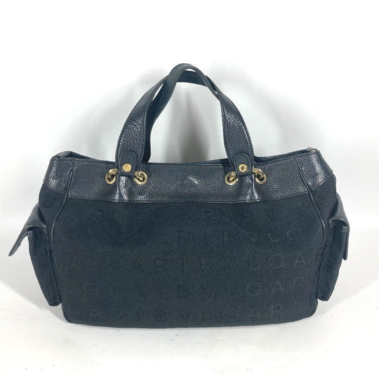 BVLGARI Tote Bag Canvas / leather black bulgari bulgari logomania Women Used Authentic