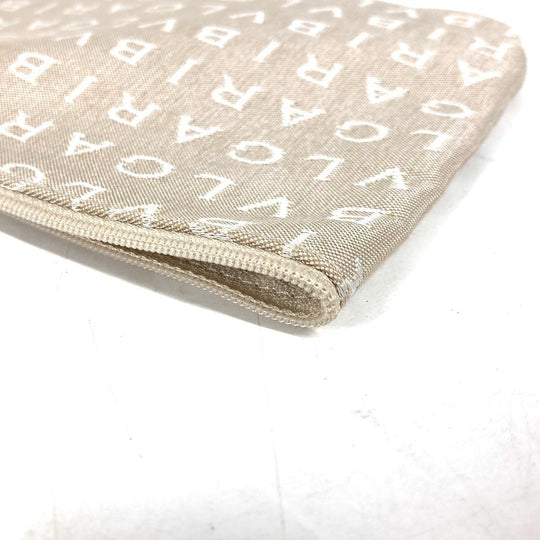 BVLGARI Tote Bag Canvas / leather beige Bag Shoulder Bag Logo mania Women Used Authentic