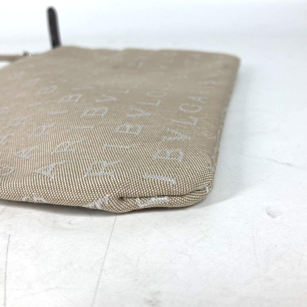 BVLGARI Tote Bag Canvas / leather beige Bag Shoulder Bag Logo mania Women Used Authentic
