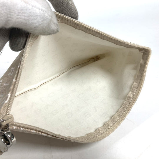 BVLGARI Tote Bag Canvas / leather beige Bag Shoulder Bag Logo mania Women Used Authentic