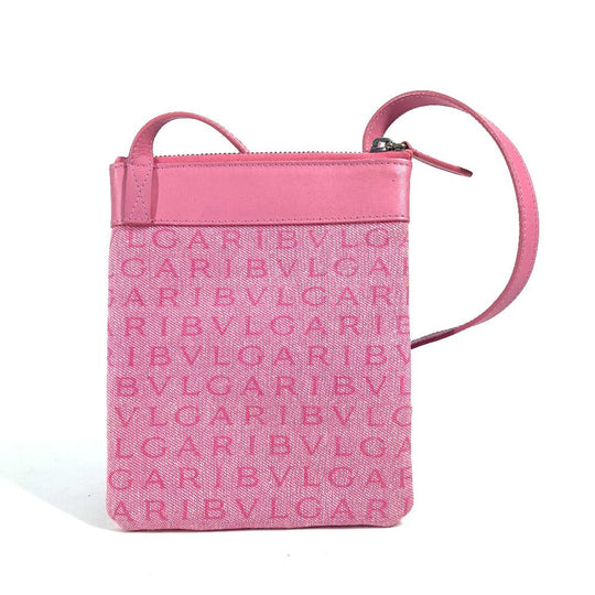 BVLGARI Shoulder Bag Canvas / leather pink Logo mania