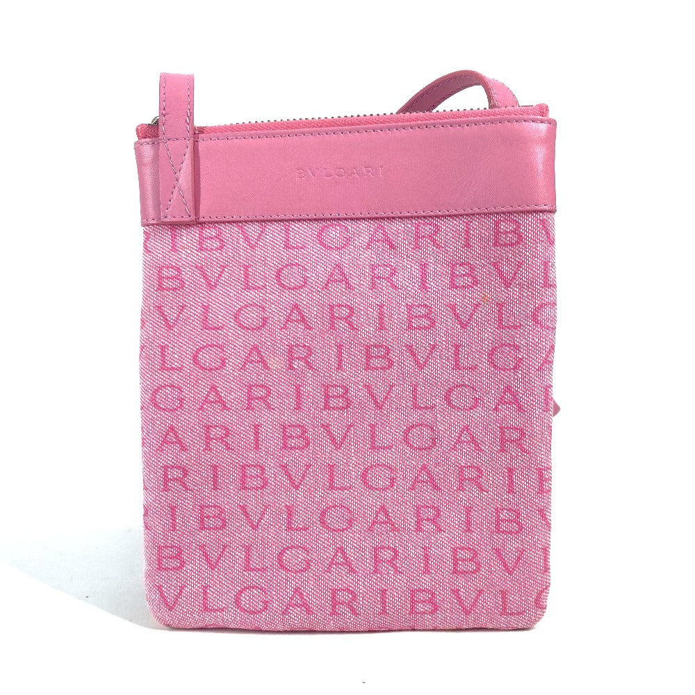 BVLGARI Shoulder Bag Canvas / leather pink Logo mania