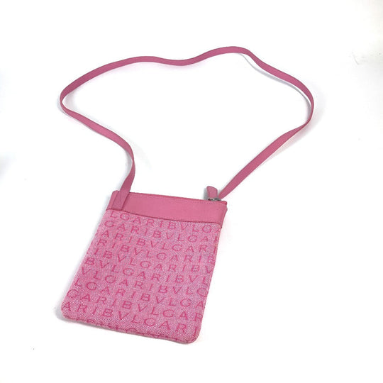 BVLGARI Shoulder Bag Canvas / leather pink Logo mania