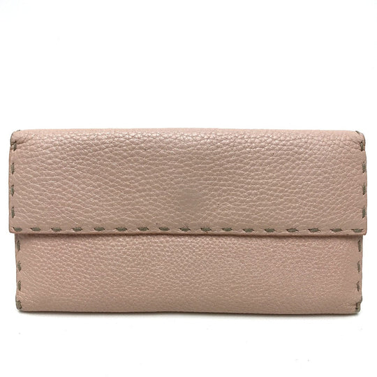 FENDI Long Wallet Purse 8M0144 leather pink Celeria Roman leather Women Used Authentic