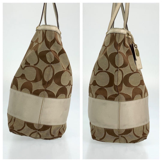 COACH Tote Bag 10125 leather Brown Signature