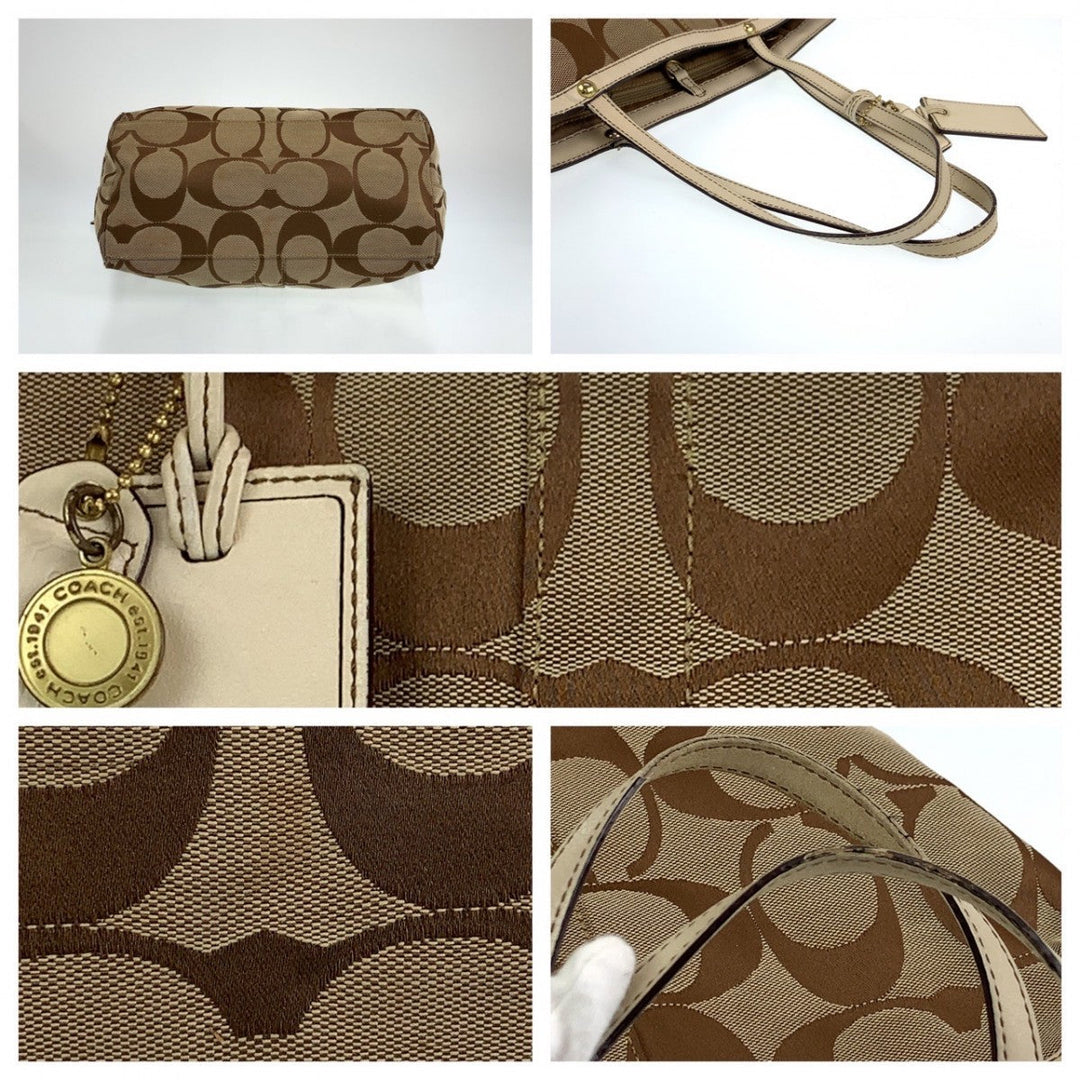 COACH Tote Bag 10125 leather Brown Signature