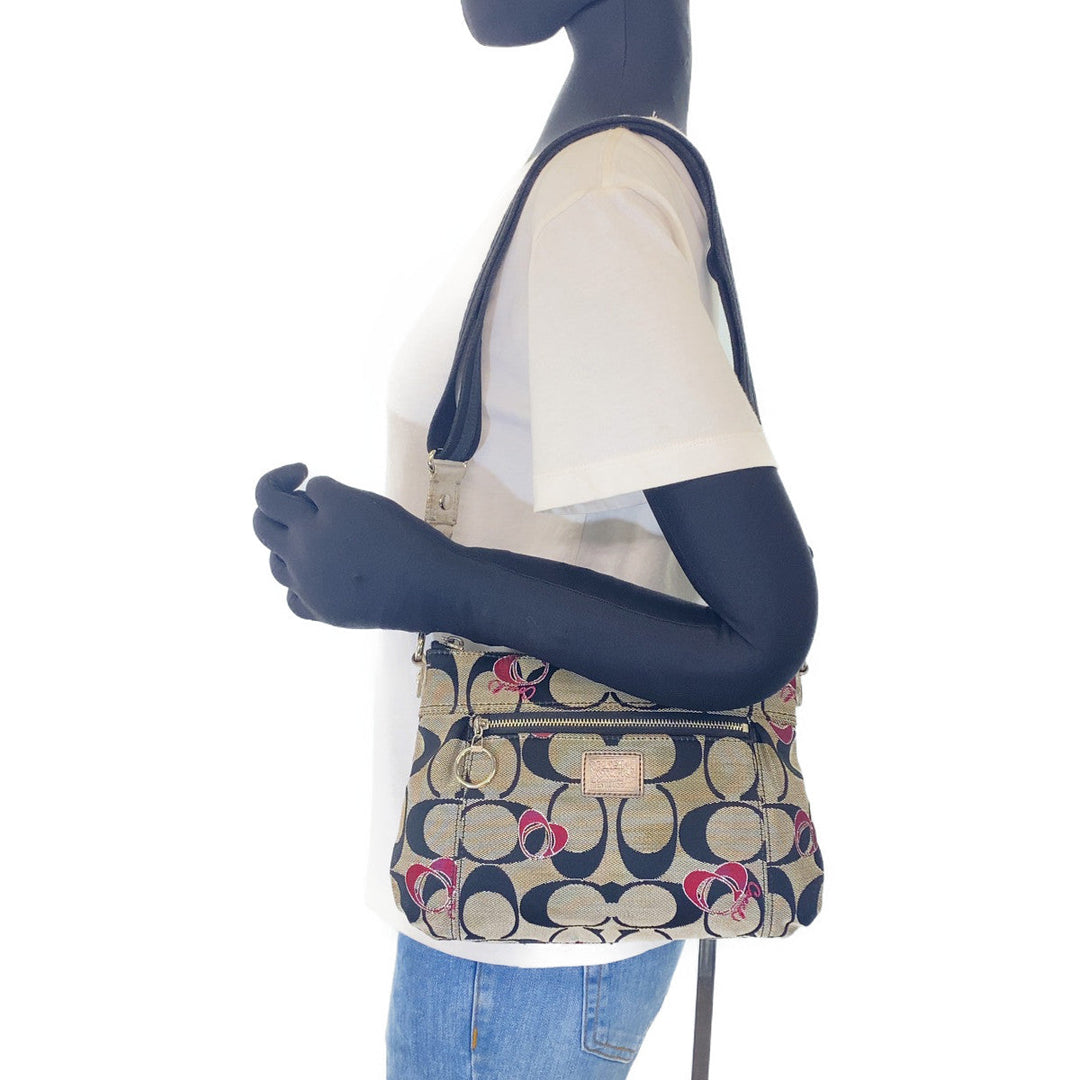 COACH Shoulder Bag canvas black Signature