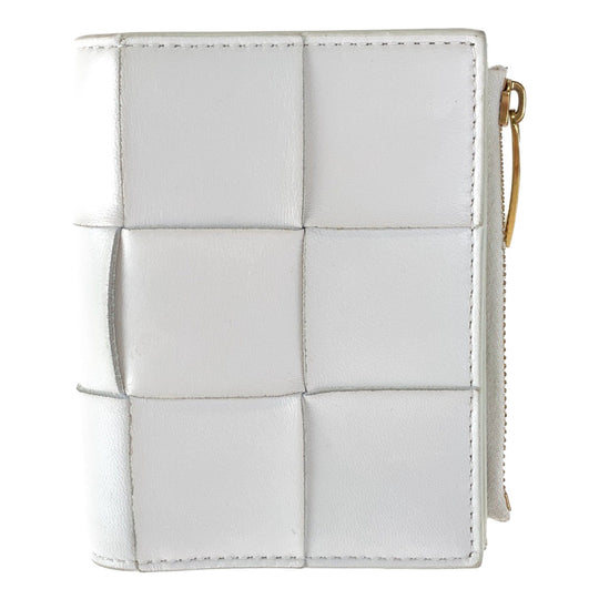 BOTTEGAVENETA Bifold Wallet leather white Folding wallet Compact wallet MAXI INTRECCIATO Women Used Authentic