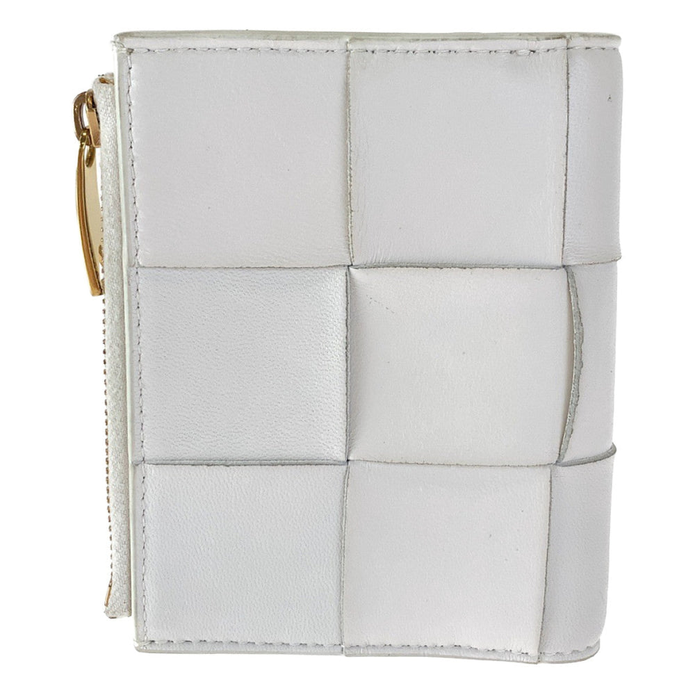 BOTTEGAVENETA Bifold Wallet leather white Folding wallet Compact wallet MAXI INTRECCIATO Women Used Authentic