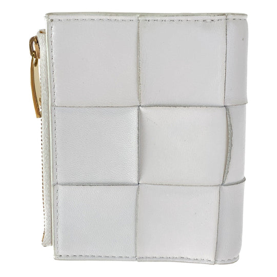 BOTTEGAVENETA Bifold Wallet leather white Folding wallet Compact wallet MAXI INTRECCIATO Women Used Authentic
